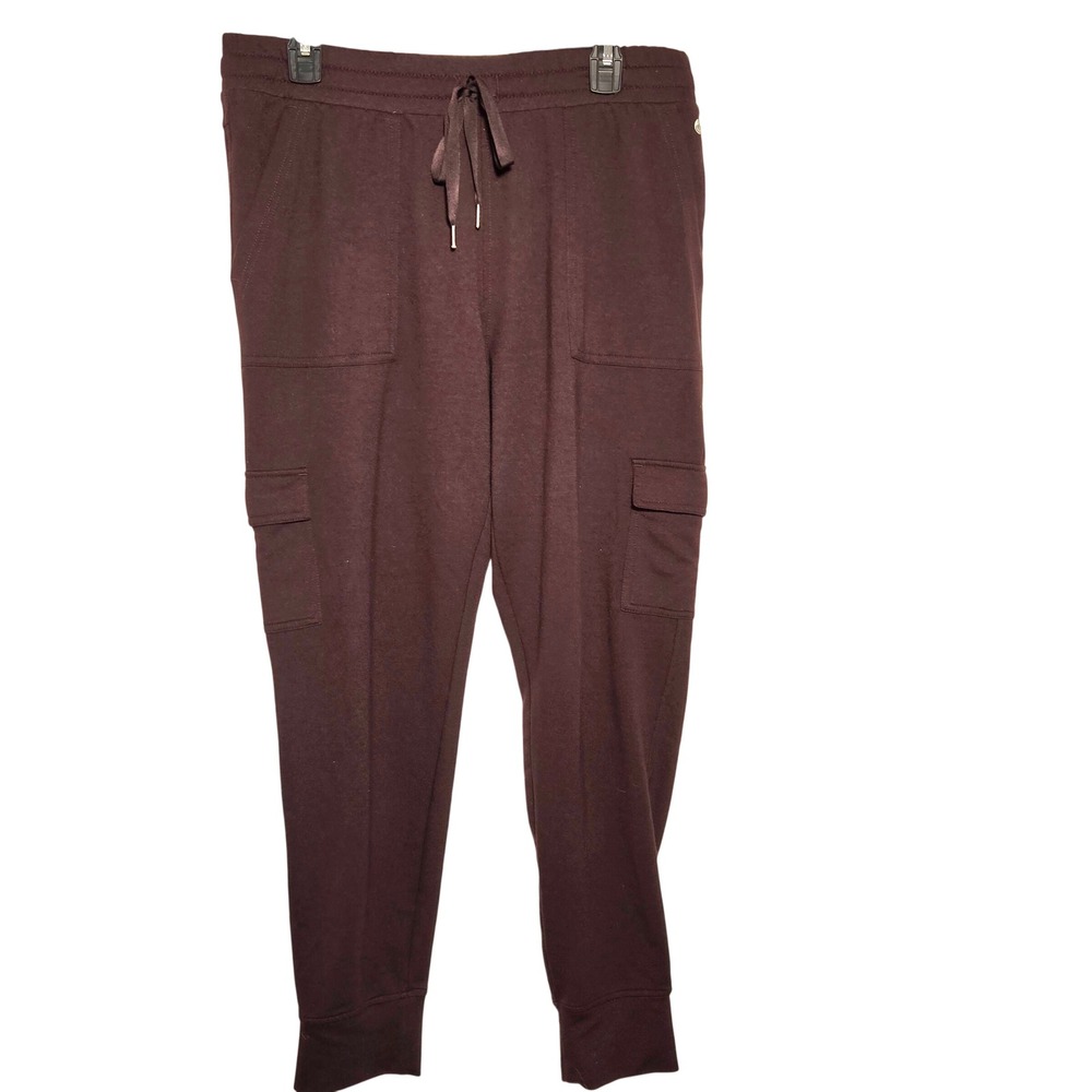 Apana Womens Cargo Jogger Pants Plum Drawstring Sz Large Leisure Comfort